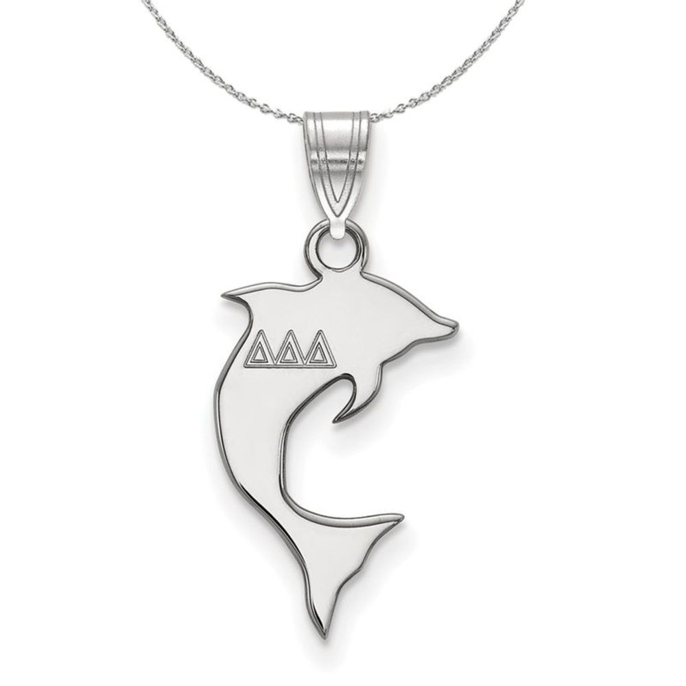 Sterling Silver Delta Delta Delta Small Pendant Necklace - 16 Inch